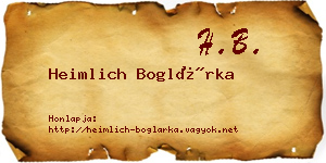 Heimlich Boglárka névjegykártya