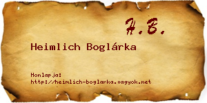 Heimlich Boglárka névjegykártya